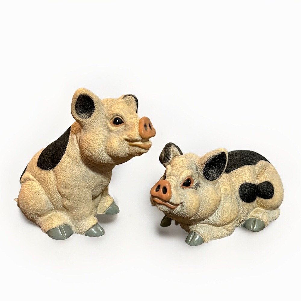 Farm Animals Pigs Artline Lawn Babies Garden Decor Shelf Sit Resin Black 1993